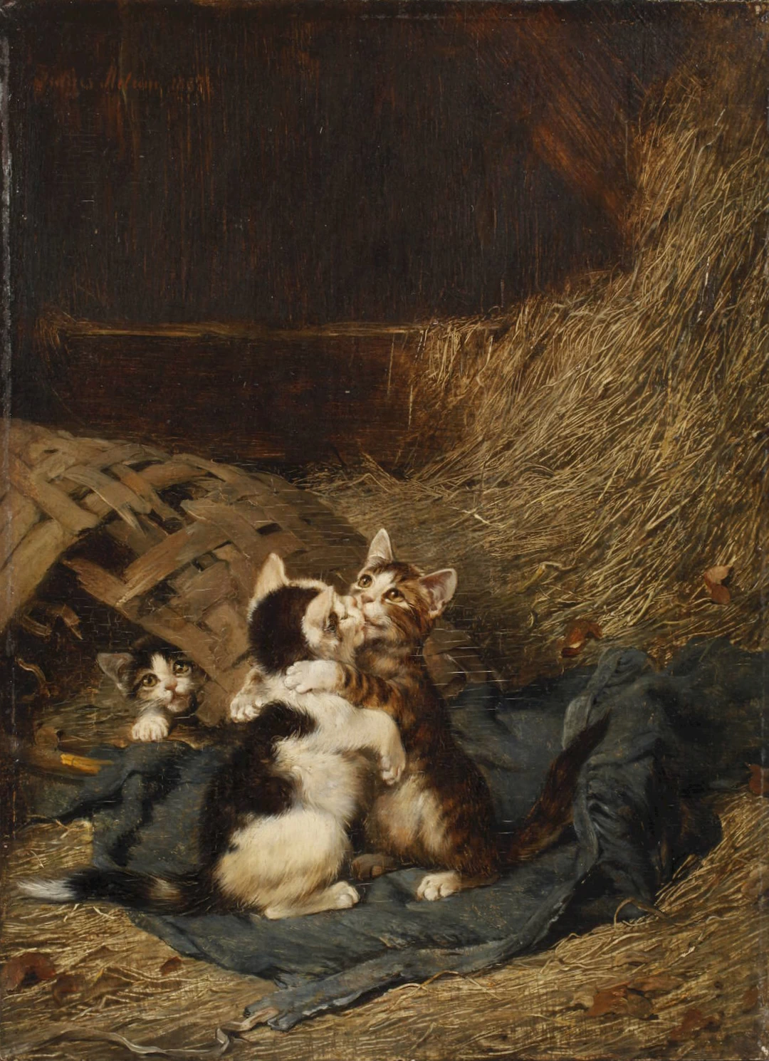 Tre gatti nel fienile, 1887